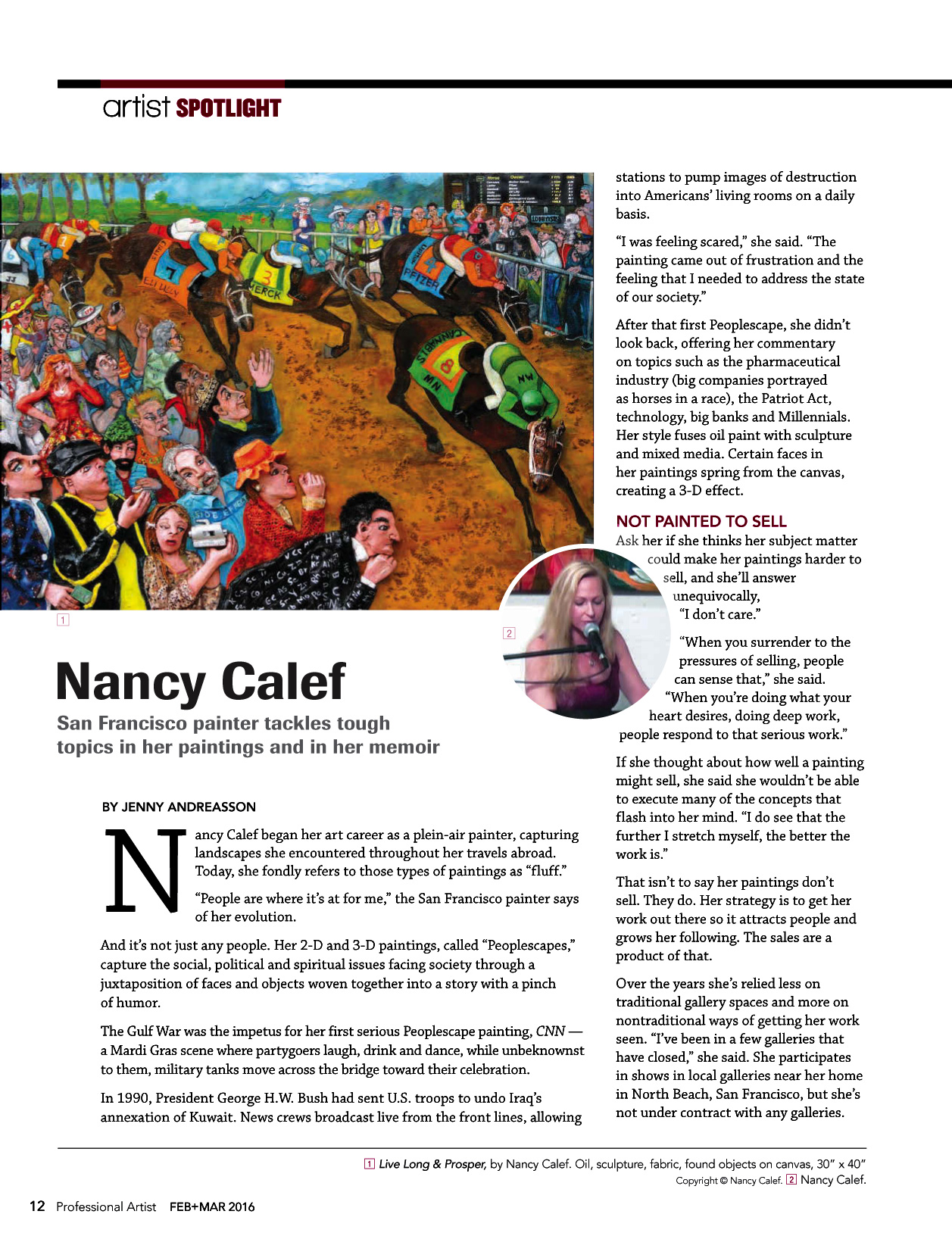 Nancy Calef Professional Artist Mag Feb/March 2016